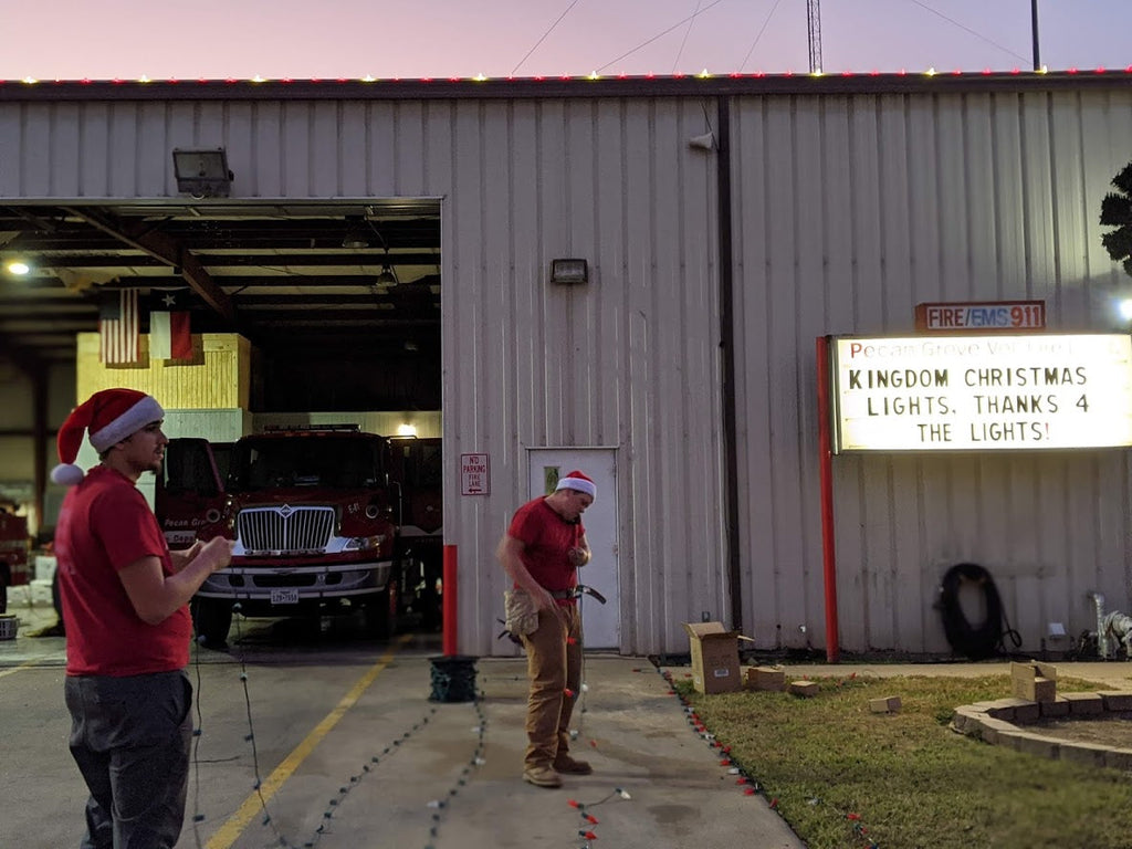 🚒 Kingdom Christmas Lights Supports Our Local Fire Department — Shining Bright for Those Who Serve