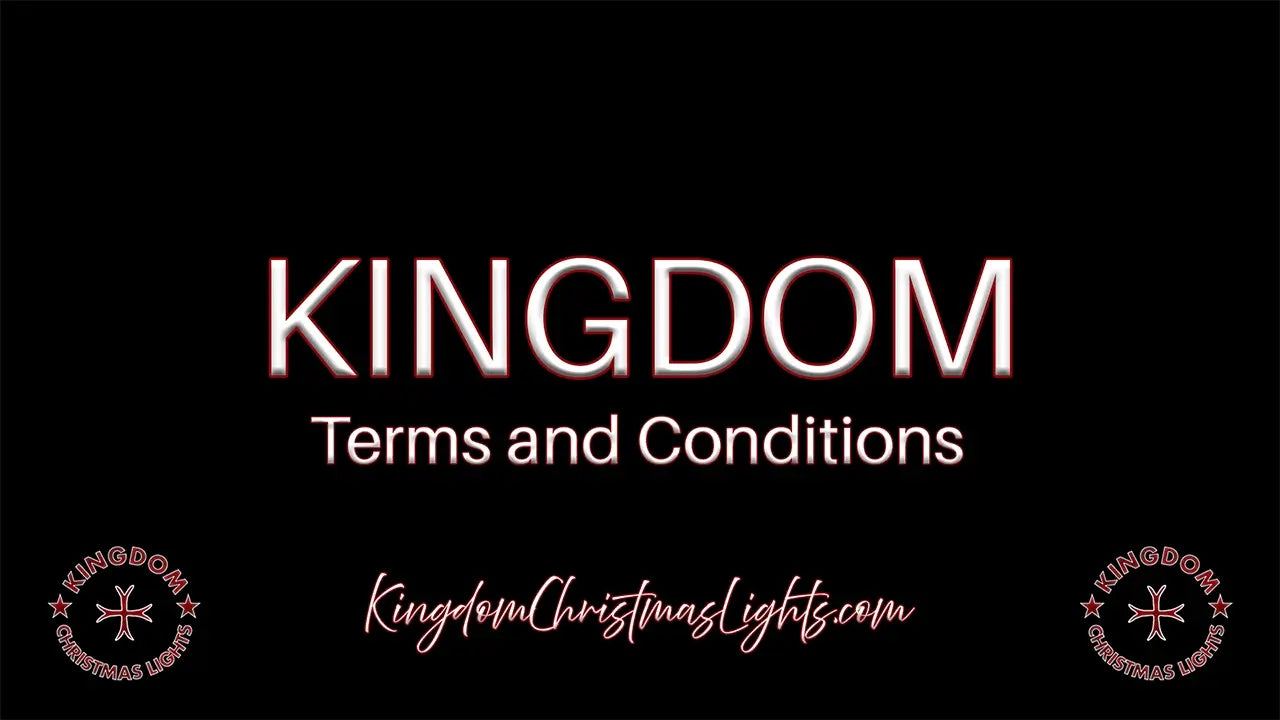 Text 'KINGDOM Terms and Conditions' with website URL on a black background