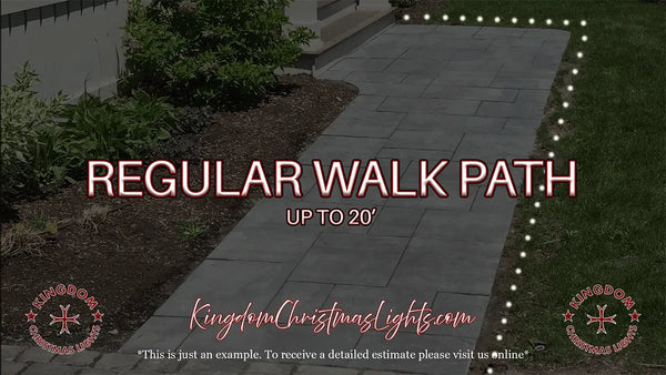 Paved walk path with text overlay and website URL