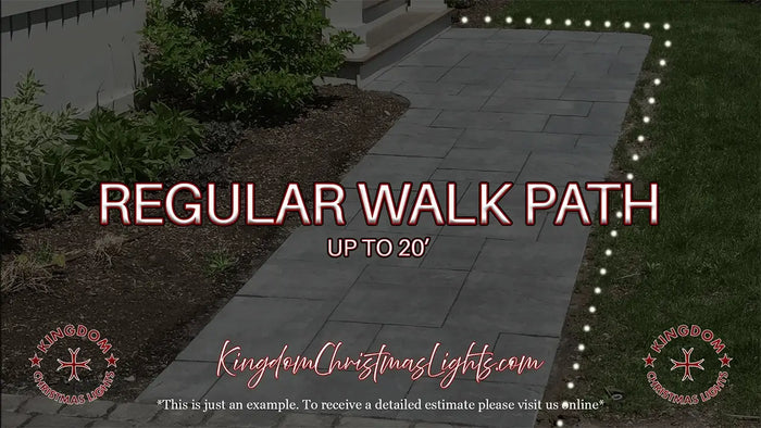 Paved walk path with text overlay and website URL